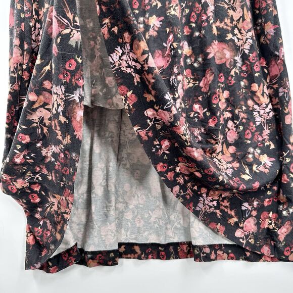 Peruvian Connection Small Midi Dress Black Floral Potpourri Pockets Stretch Boho - Picture 7 of 12